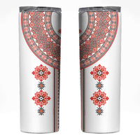 Bulgarian Embroidery Style Seamless Pattern Skinny Tumbler