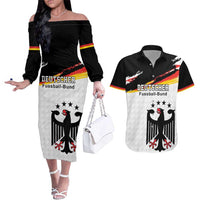 Custom Germany Football Couples Matching Off The Shoulder Long Sleeve Dress and Hawaiian Shirt Come On DFB-Team
