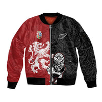 Custom British Lions New Zealand Sleeve Zip Bomber Jacket Unique Style - Polynesian Pride