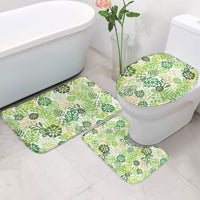 Green Aloha Hawaiian Bathroom Set Monstera Hibiscus Tropical Pattern LT19 - Polynesian Pride