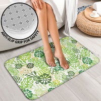 Green Aloha Hawaiian Bathroom Set Monstera Hibiscus Tropical Pattern LT19 - Polynesian Pride