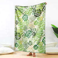 Green Aloha Hawaiian Blanket Monstera Hibiscus Tropical Pattern LT19 - Polynesian Pride