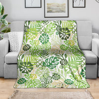 Green Aloha Hawaiian Blanket Monstera Hibiscus Tropical Pattern LT19 - Polynesian Pride