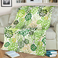 Green Aloha Hawaiian Blanket Monstera Hibiscus Tropical Pattern LT19 - Polynesian Pride
