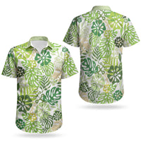 Green Aloha Hawaiian Couples Matching Tank Maxi Dress and Hawaiian Shirt Monstera Hibiscus Tropical Pattern LT19 - Polynesian Pride