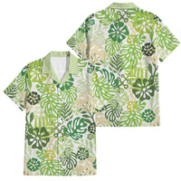 Green Aloha Hawaiian Family Matching Puletasi and Hawaiian Shirt Monstera Hibiscus Tropical Pattern