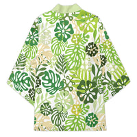 Green Aloha Hawaiian Kimono Monstera Hibiscus Tropical Pattern LT19 - Polynesian Pride