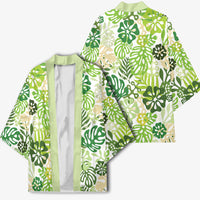 Green Aloha Hawaiian Kimono Monstera Hibiscus Tropical Pattern LT19 - Polynesian Pride