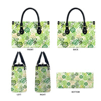 Green Aloha Hawaiian Leather Bag Monstera Hibiscus Tropical Pattern LT19 - Polynesian Pride