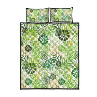 Green Aloha Hawaiian Quilt Bed Set Monstera Hibiscus Tropical Pattern LT19 - Polynesian Pride