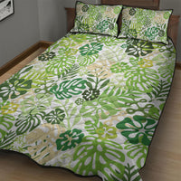 Green Aloha Hawaiian Quilt Bed Set Monstera Hibiscus Tropical Pattern LT19 - Polynesian Pride