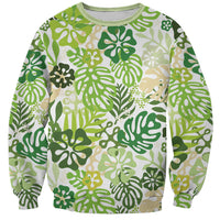Green Aloha Hawaiian Sweatshirt Monstera Hibiscus Tropical Pattern LT19 Unisex Green - Polynesian Pride