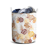 Brown Aloha Hawaiian Laundry Basket Monstera Hibiscus Tropical Pattern LT19 - Polynesian Pride