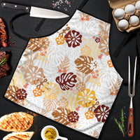 Brown Aloha Hawaiian Apron Monstera Hibiscus Tropical Pattern