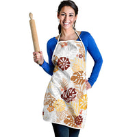 Brown Aloha Hawaiian Apron Monstera Hibiscus Tropical Pattern