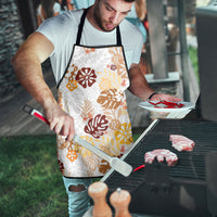 Brown Aloha Hawaiian Apron Monstera Hibiscus Tropical Pattern