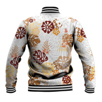 Brown Aloha Hawaiian Baseball Jacket Monstera Hibiscus Tropical Pattern LT19 - Polynesian Pride