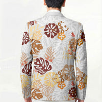 Brown Aloha Hawaiian Blazer Monstera Hibiscus Tropical Pattern LT19 - Polynesian Pride