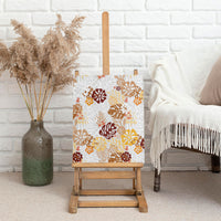 Brown Aloha Hawaiian Canvas Wall Art Monstera Hibiscus Tropical Pattern
