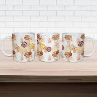 Brown Aloha Hawaiian Ceramic Mug Monstera Hibiscus Tropical Pattern LT19 - Polynesian Pride