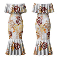 Brown Aloha Hawaiian Couples Matching Mermaid Dress and Hawaiian Shirt Monstera Hibiscus Tropical Pattern LT19 - Polynesian Pride