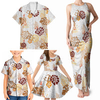 Brown Aloha Hawaiian Family Matching Tank Maxi Dress and Hawaiian Shirt Monstera Hibiscus Tropical Pattern LT19 - Polynesian Pride