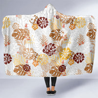 Brown Aloha Hawaiian Hooded Blanket Monstera Hibiscus Tropical Pattern LT19 One Size Brown - Polynesian Pride