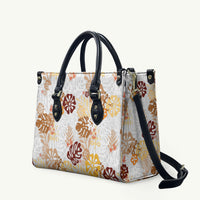 Brown Aloha Hawaiian Leather Bag Monstera Hibiscus Tropical Pattern LT19 Brown - Polynesian Pride