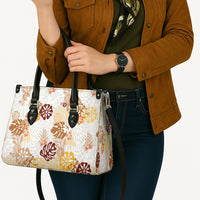 Brown Aloha Hawaiian Leather Bag Monstera Hibiscus Tropical Pattern LT19 - Polynesian Pride