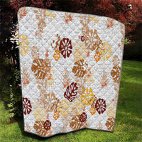 Brown Aloha Hawaiian Quilt Monstera Hibiscus Tropical Pattern LT19 - Polynesian Pride