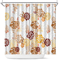 Brown Aloha Hawaiian Shower Curtain Monstera Hibiscus Tropical Pattern LT19 Brown - Polynesian Pride