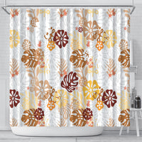 Brown Aloha Hawaiian Shower Curtain Monstera Hibiscus Tropical Pattern LT19 - Polynesian Pride