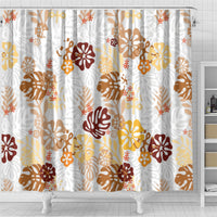 Brown Aloha Hawaiian Shower Curtain Monstera Hibiscus Tropical Pattern LT19 - Polynesian Pride