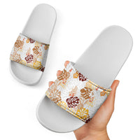 Brown Aloha Hawaiian Slide Sandals Monstera Hibiscus Tropical Pattern LT19 - Polynesian Pride
