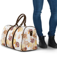 Brown Aloha Hawaiian Travel Bag Monstera Hibiscus Tropical Pattern