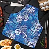 Blue Aloha Hawaiian Apron Monstera Hibiscus Tropical Pattern LT19 Blue - Polynesian Pride
