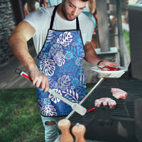 Blue Aloha Hawaiian Apron Monstera Hibiscus Tropical Pattern LT19 - Polynesian Pride
