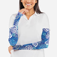 Blue Aloha Hawaiian Arm Sleeves Monstera Hibiscus Tropical Pattern LT19 - Polynesian Pride
