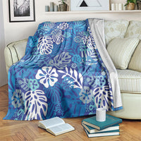 Blue Aloha Hawaiian Blanket Monstera Hibiscus Tropical Pattern LT19 Blue - Polynesian Pride