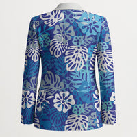 Blue Aloha Hawaiian Blazer Monstera Hibiscus Tropical Pattern LT19 - Polynesian Pride