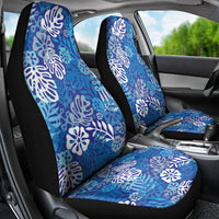 Blue Aloha Hawaiian Car Seat Cover Monstera Hibiscus Tropical Pattern LT19 - Polynesian Pride