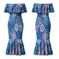 Blue Aloha Hawaiian Couples Matching Mermaid Dress and Hawaiian Shirt Monstera Hibiscus Tropical Pattern LT19 - Polynesian Pride