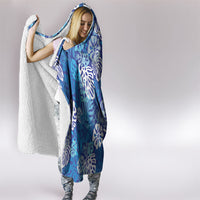 Blue Aloha Hawaiian Hooded Blanket Monstera Hibiscus Tropical Pattern LT19 - Polynesian Pride