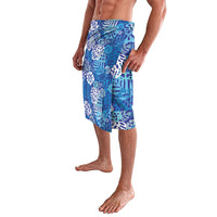 Blue Aloha Hawaiian Lavalava Monstera Hibiscus Tropical Pattern LT19 - Polynesian Pride