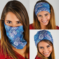Blue Aloha Hawaiian Neck Gaiter Monstera Hibiscus Tropical Pattern LT19 - Polynesian Pride