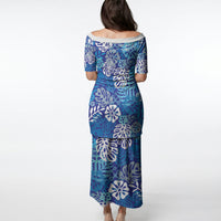 Blue Aloha Hawaiian Puletasi Monstera Hibiscus Tropical Pattern LT19 - Polynesian Pride