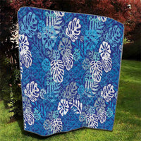 Blue Aloha Hawaiian Quilt Monstera Hibiscus Tropical Pattern LT19 - Polynesian Pride