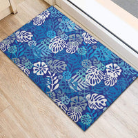 Blue Aloha Hawaiian Rubber Doormat Monstera Hibiscus Tropical Pattern LT19 - Polynesian Pride