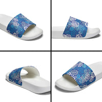 Blue Aloha Hawaiian Slide Sandals Monstera Hibiscus Tropical Pattern LT19 - Polynesian Pride