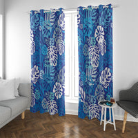 Blue Aloha Hawaiian Window Curtain Monstera Hibiscus Tropical Pattern LT19 With Grommets Blue - Polynesian Pride